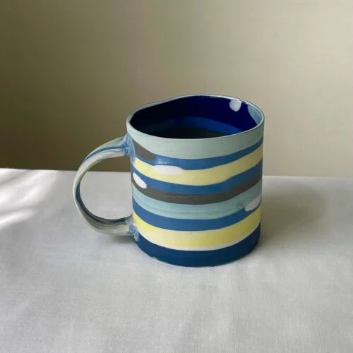 Color Stripe Nerikomi Coffee Mug Basic - Handmade Porcelain Mug