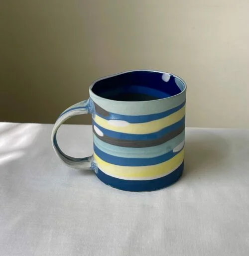 Color Stripe Nerikomi Coffee Mug Basic - Handmade Porcelain Mug