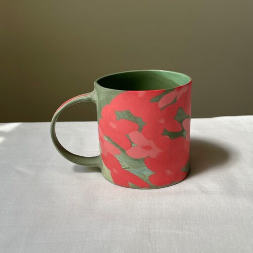 Ceramic Cup Featuring a Vibrant Wildfire Flower Pattern - Handmade Porcelain Mug