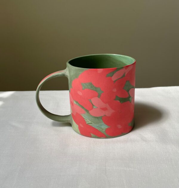 Ceramic Cup Featuring a Vibrant Wildfire Flower Pattern - Handmade Porcelain Mug