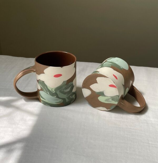 Periwinkle White Nerikomi Mug Stands Out - Handmade Porcelain Mug