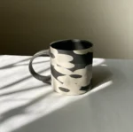 Black-N-White Nerikomi floral mug in Black Basic - Handmade Porcelain Mug