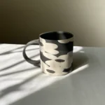 Black-N-White Nerikomi floral mug in Black Basic - Handmade Porcelain Mug
