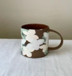 White Hydrangea Porcelain Coffee Mug - Handmade Porcelain Mug