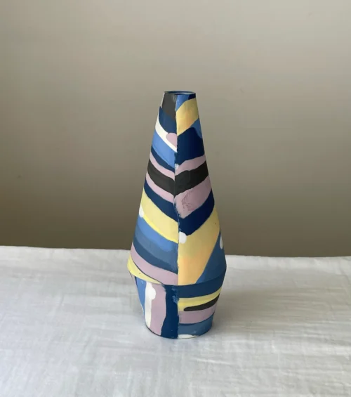 Night Sky Color Nerikomi Cone Vase - Handmade Porcelain Vase