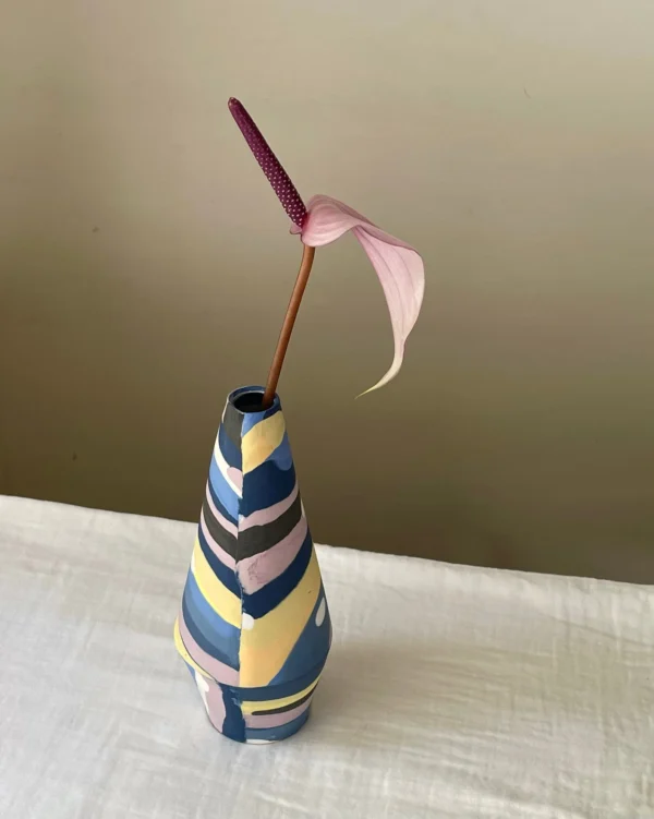 Night Sky Color Nerikomi Cone Vase - Handmade Porcelain Vase