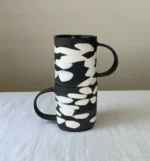 Black-N-White Nerikomi floral mug in Black Basic - Handmade Porcelain Mug