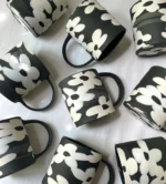 Black-N-White Nerikomi floral mug in Black Basic - Handmade Porcelain Mug