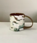 White Hydrangea Porcelain Coffee Mug - Handmade Porcelain Mug