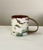 White Hydrangea Porcelain Coffee Mug - Handmade Porcelain Mug