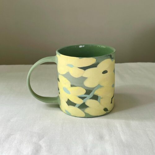 Golden Shower Tree Coffee Mug- Handmade Porcelain Mug