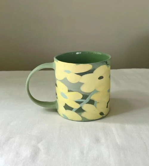 Golden Shower Tree Coffee Mug- Handmade Porcelain Mug