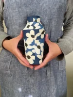 Cobalt Blue Flower Nerikomi Porcelain Vase - Handmade Porcelain Vase