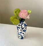 Cobalt Blue Flower Nerikomi Porcelain Vase - Handmade Porcelain Vase