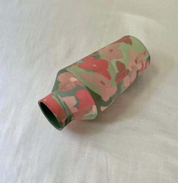 Pink Flower Nerikomi Porcelain Vase - Handmade Porcelain Vase