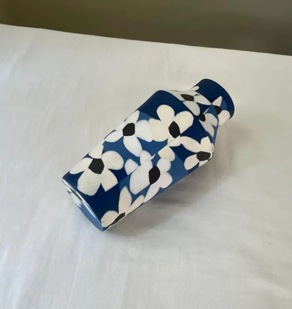 Cobalt Blue Flower Nerikomi Porcelain Vase - Handmade Porcelain Vase