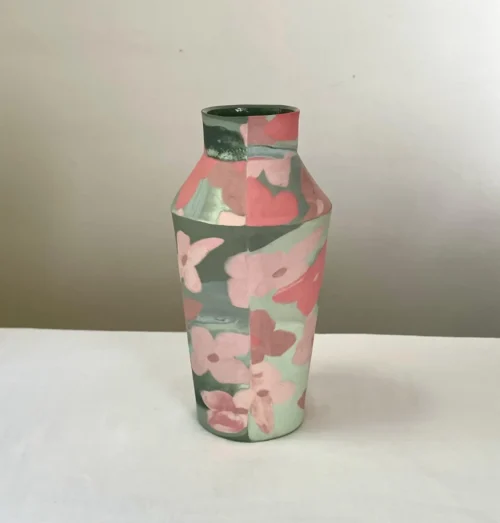 Pink Flower Nerikomi Porcelain Vase - Handmade Porcelain Vase