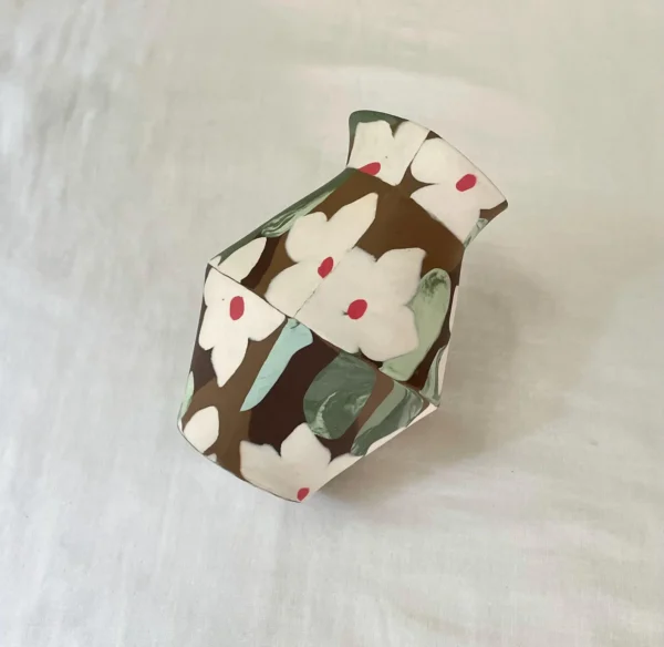 White Periwinkle Nerikomi Porcelain Vase - Handmade Porcelain Vase