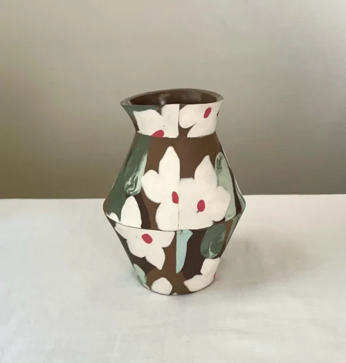 White Periwinkle Nerikomi Porcelain Vase - Handmade Porcelain Vase