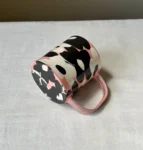 Black-N-White Flower Pink Mug Outstanding - Handmade Porcelain Mug