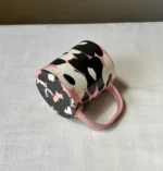 Black-N-White Flower Pink Mug Outstanding - Handmade Porcelain Mug
